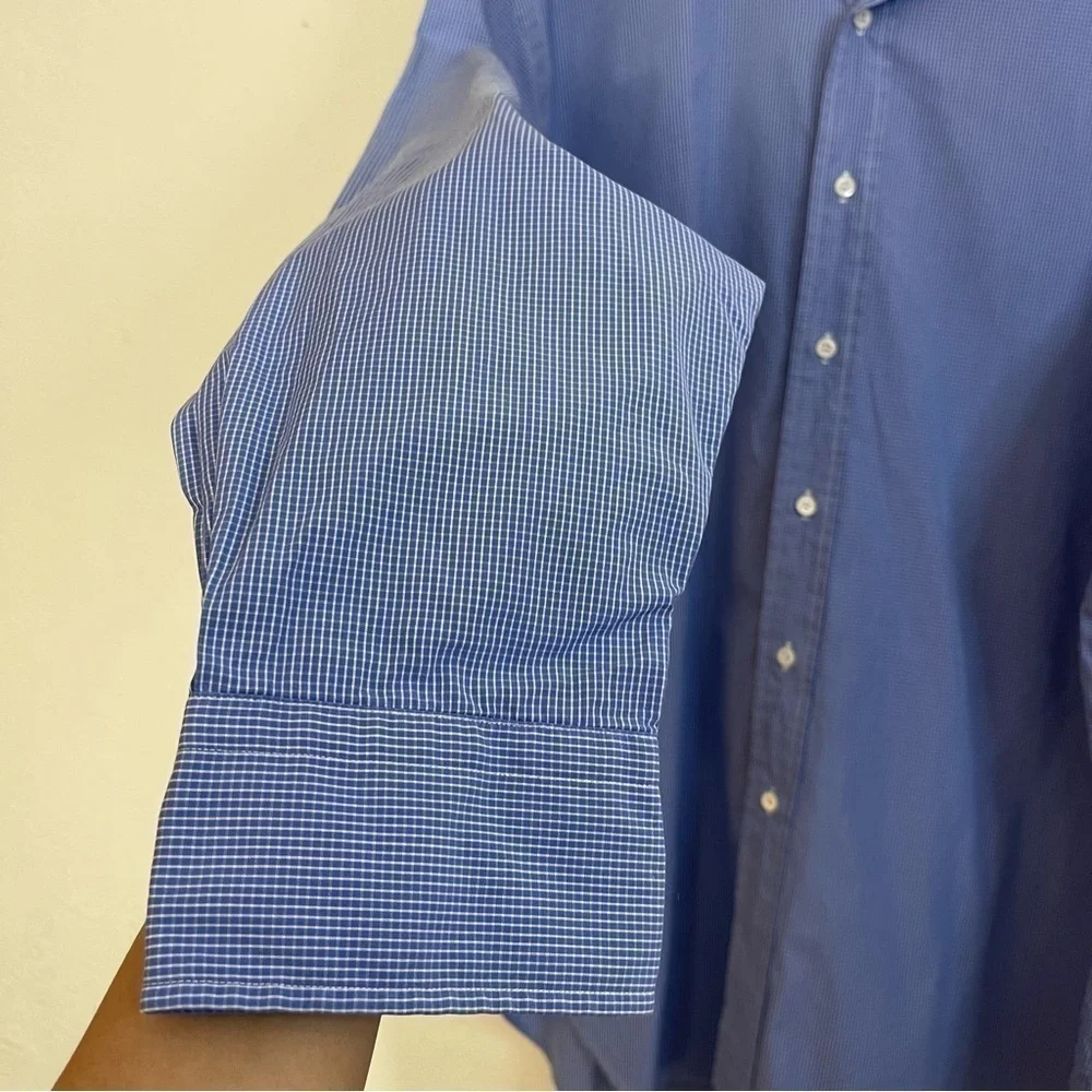 Polo Ralph Lauren Philip Two-Ply Cotton Men Button Down Shirt 17-35 Blue/White